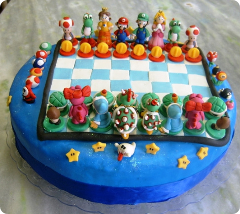 Super Mario Chess Cake